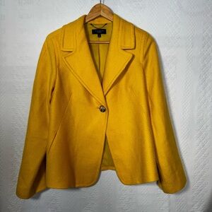 Talbots Women's Yellow Textured Wool Blend Blazer Jacket size 12